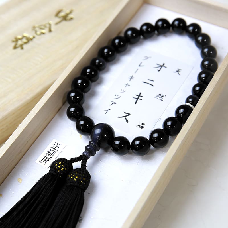 岩佐 〈男性用〉天然石 オニキス念珠 グレーキャッツアイ 通販 - ディノス