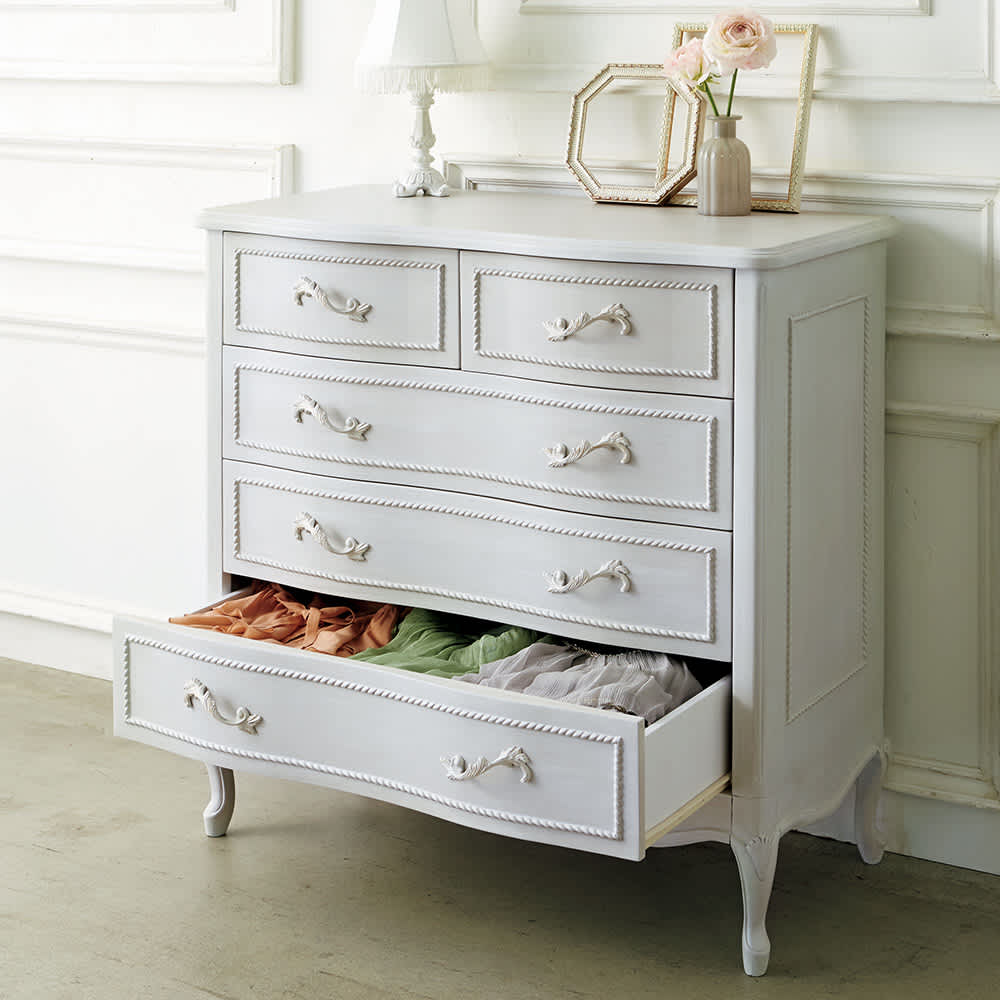 シャビーシック ホワイト フレンチ収納家具シリーズ チェスト 幅90cm