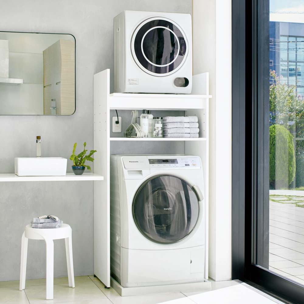 がっちり安定 造り付けのような乾燥機置き台 奥行55cmタイプ 幅77cm高