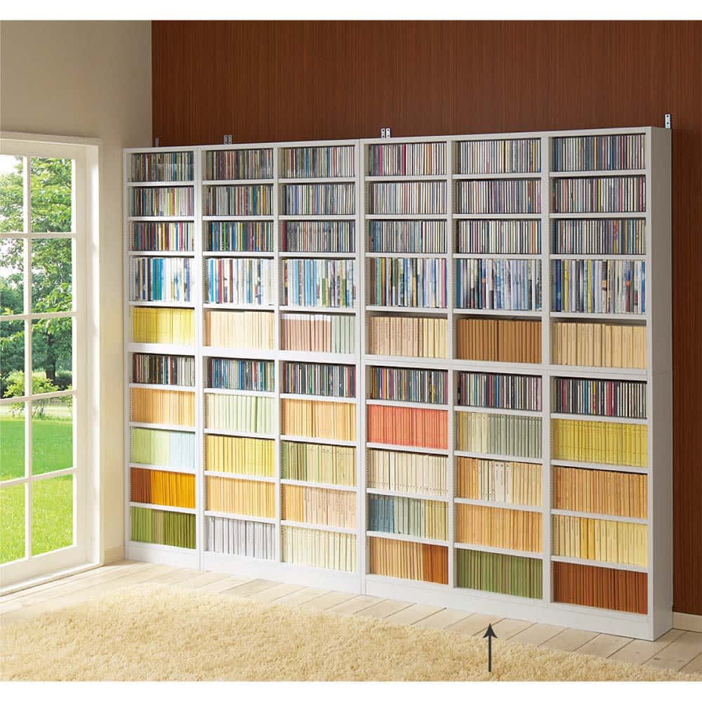 1cmピッチ薄型壁面書棚 奥行19cm 幅123cm 高さ180cm オープン 通販