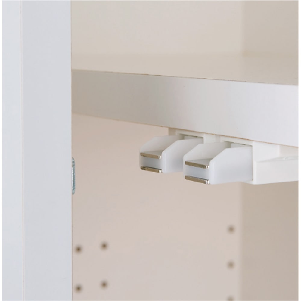 効率収納できる段違い棚シェルフ ［本体 ミラー扉タイプ 開き戸 幅75.5