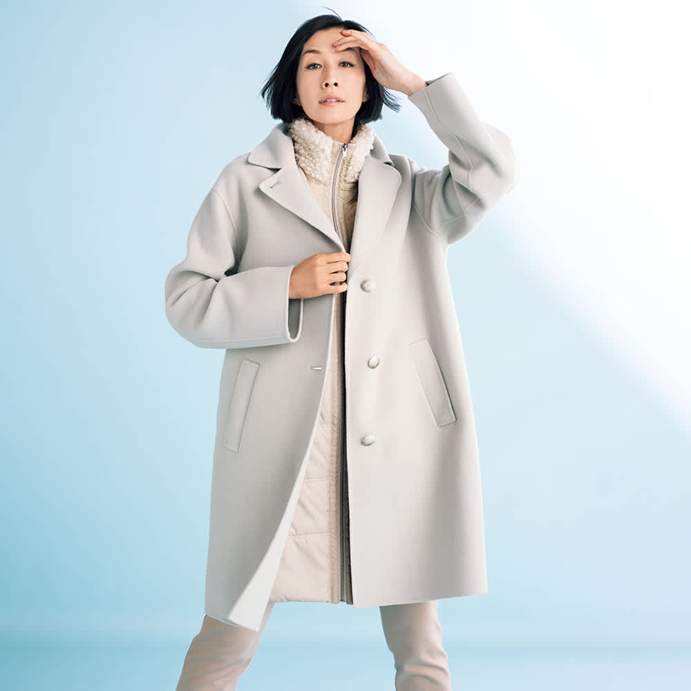 ウール混 リバー仕立て コート 通販 - ディノス