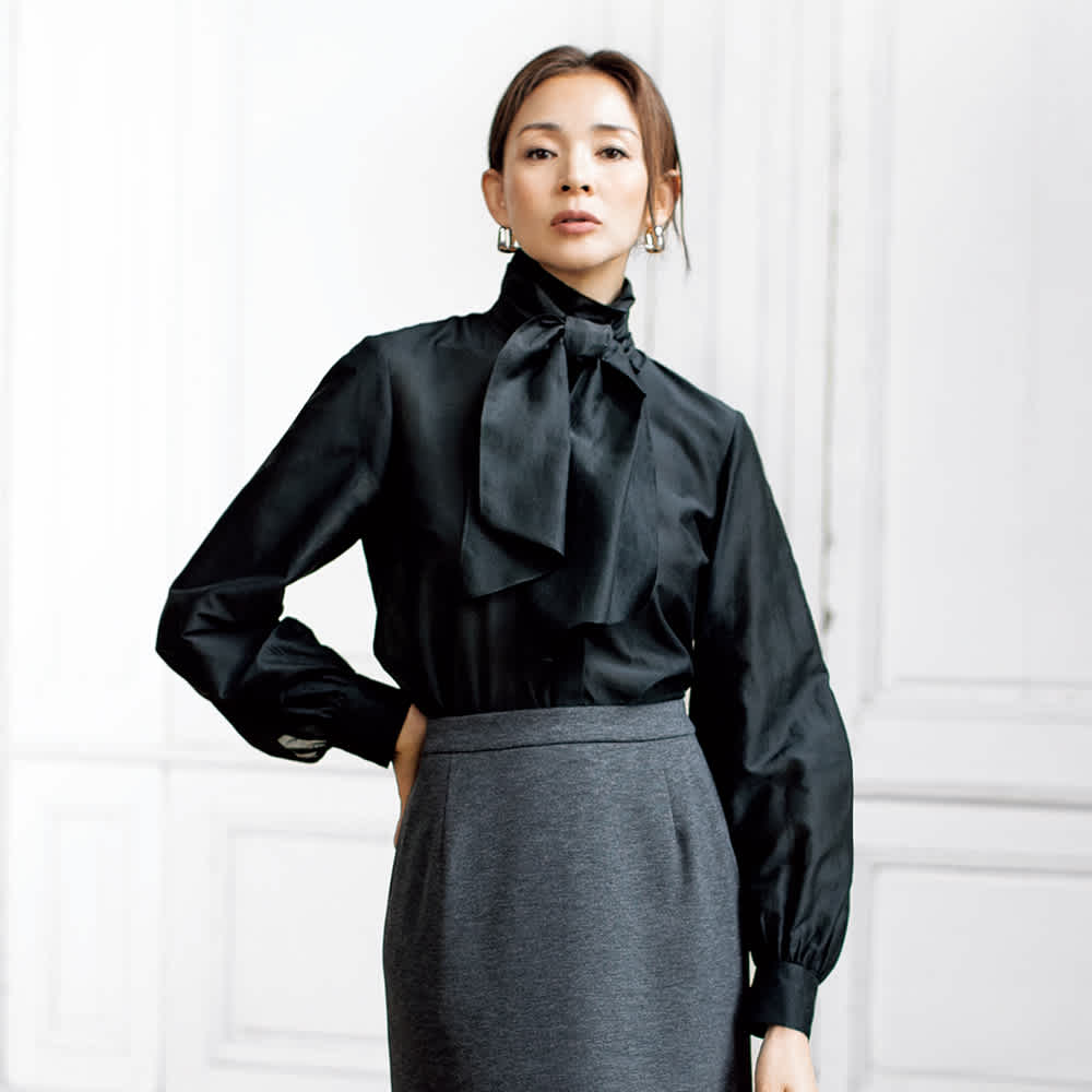 コットンシルク ボウタイ ブラウス 通販 - ディノス
