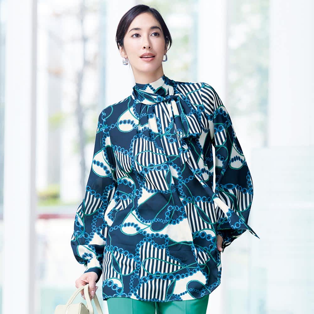 ラッティ社 ロープチェーン柄 ボウタイ ブラウス 通販 - ディノス