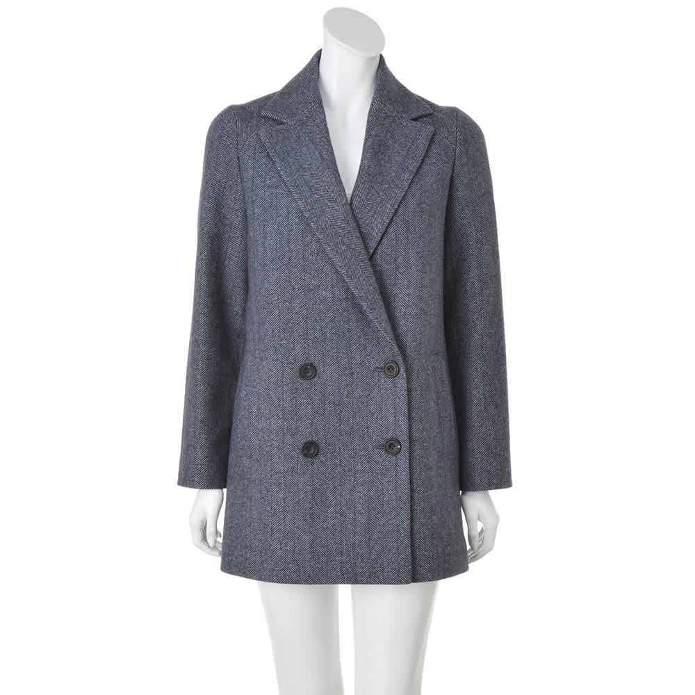 深喜毛織」カシミヤヘリンボーン ツイード ハーフコート 通販 - ディノス