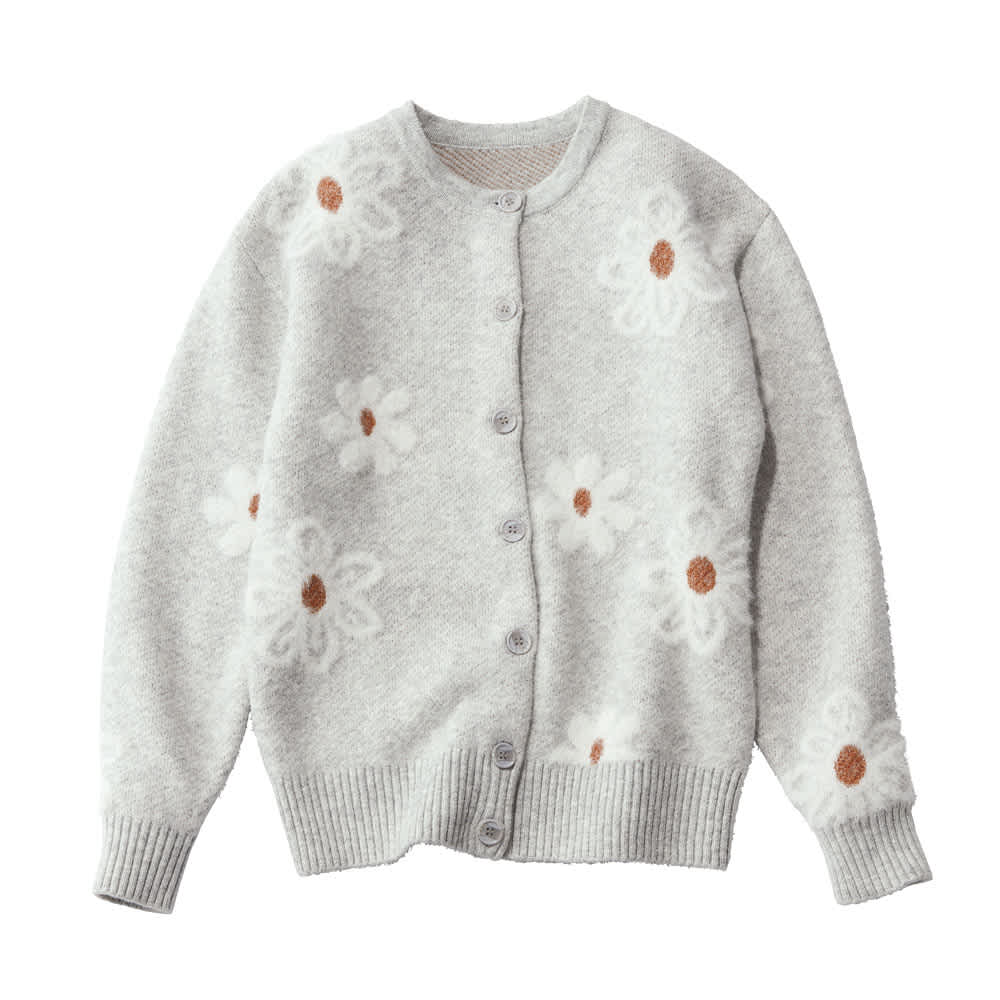 花柄ジャカード ヘアリーニット カーディガン 通販 - ディノス