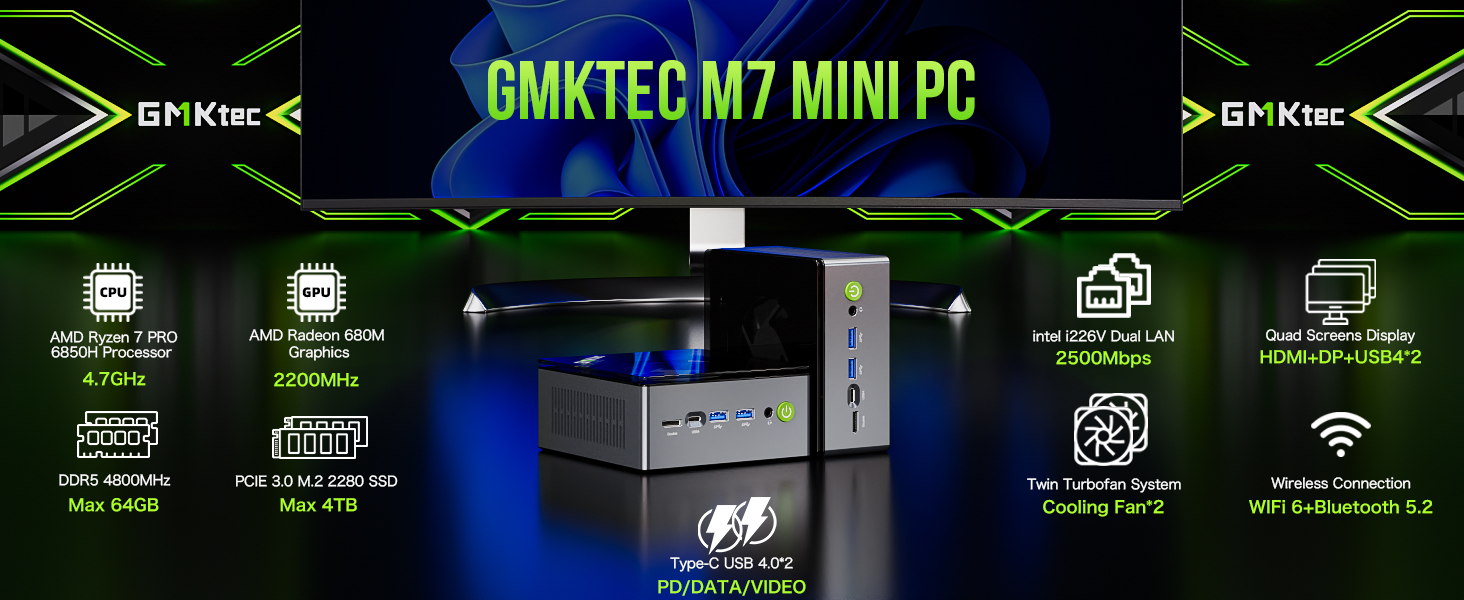 GMKtec GMKtec NucBox M7 Mini PC AMD Ryzen™ 7 PRO 6850H 299.99
