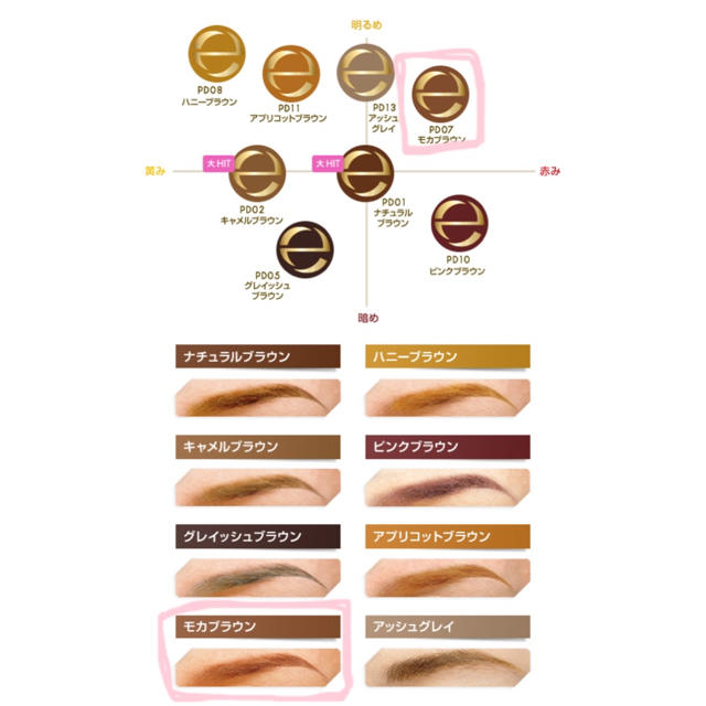 エクセル パウダー&ペンシル アイブロウEX PD07 モカブラウンの通販 by