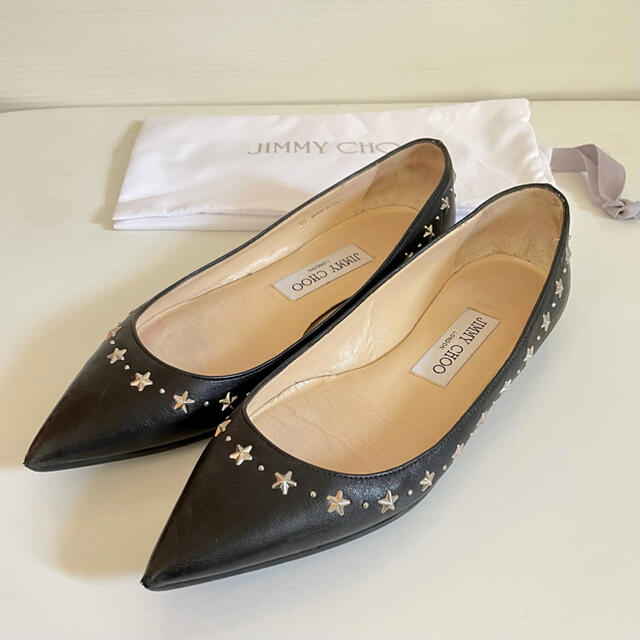 Jimmy Choo】スタースタッズ フラットシューズ ブラック 38＊箱付き