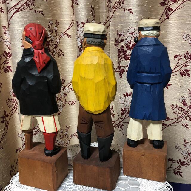 木彫り マドロス人形 3体セット （船長 海賊 船乗り）の通販 by