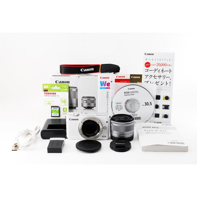 ☆Wi-Fi & 自撮り☆キャノン EOS M10 ホワイト レンズキット