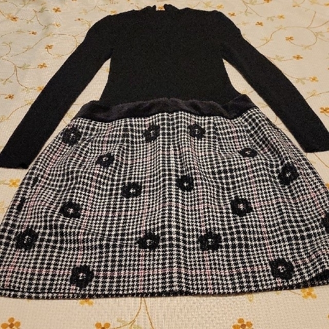 エムズグレイシー♡ワンピース 38 チェック柄 リボン お花ボタン