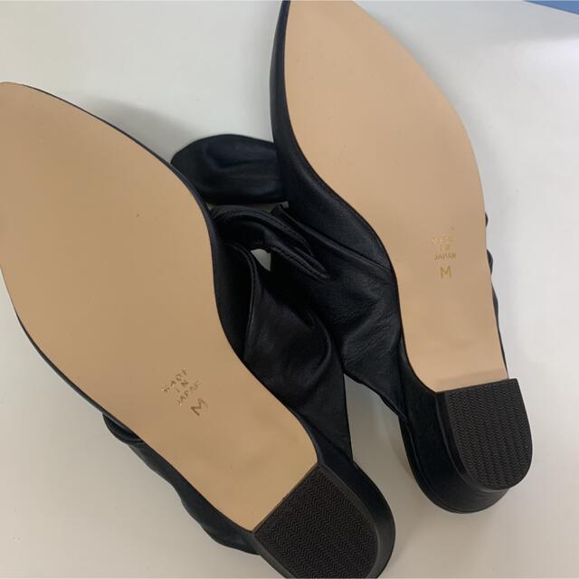 OHGA レザーリボンミュール 黒 ブラック M