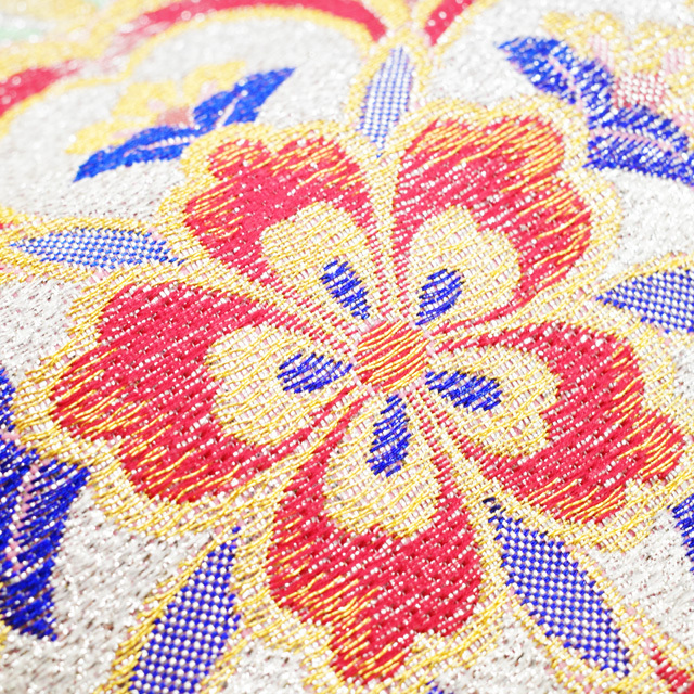 すごい値！ 袋帯 振袖用 京都 西陣 豪華 金糸 銀糸 ピンク 桜 華やか