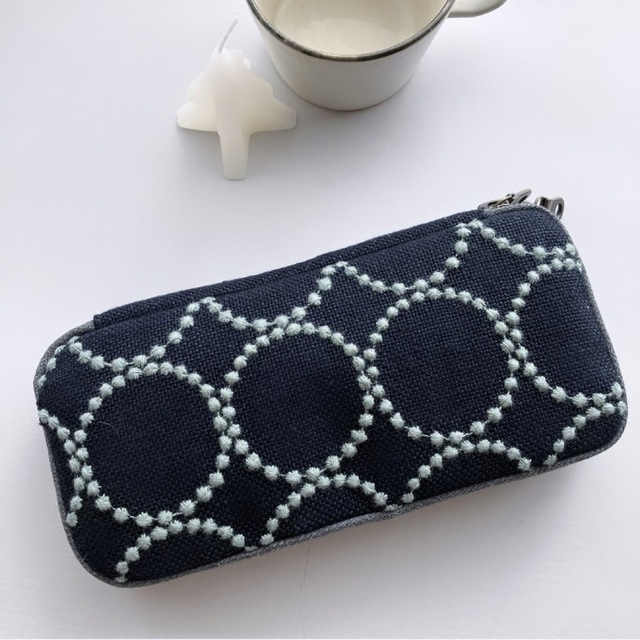 ペンケース】ミナペルホネン タンバリン navy × light blue マルチ