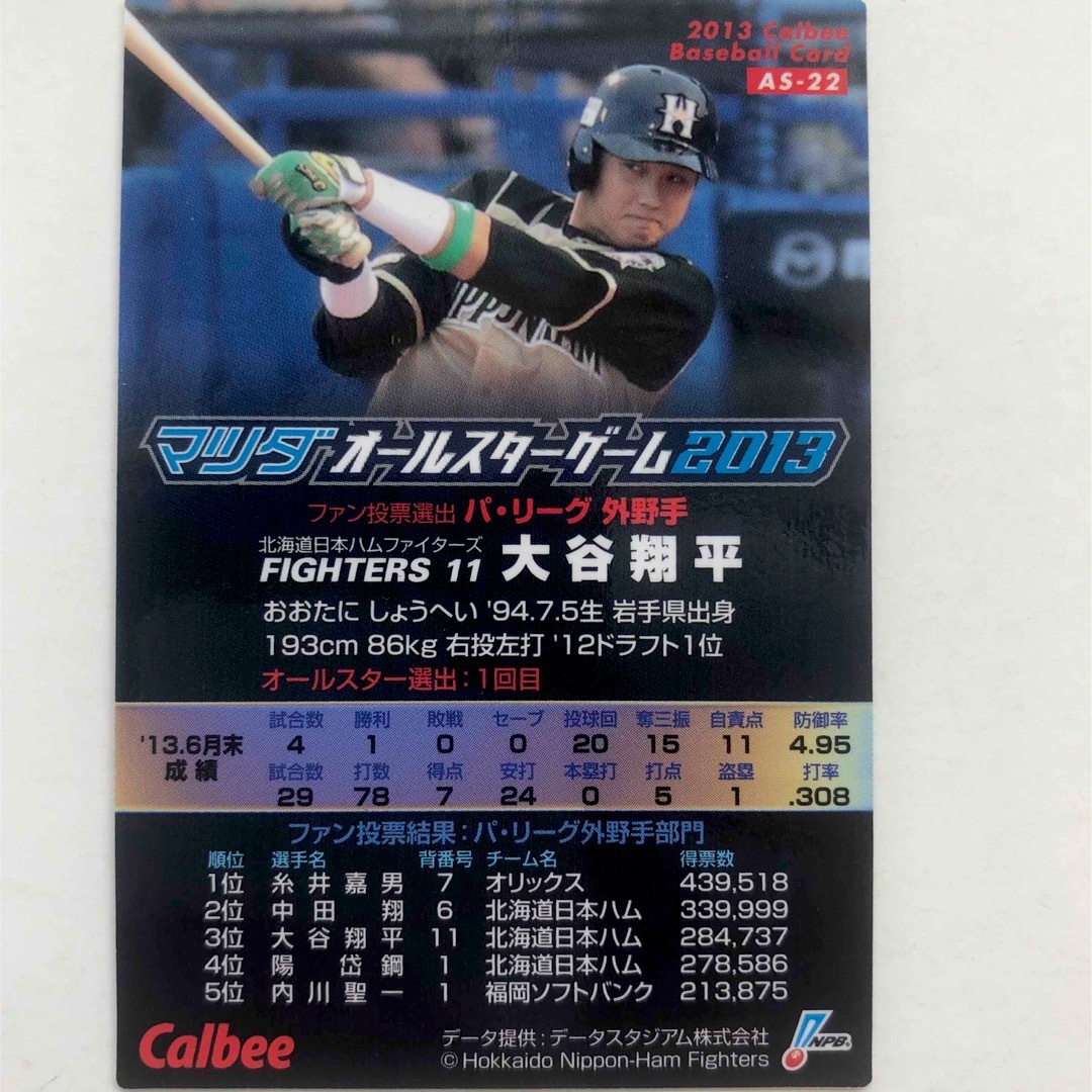 2013 日ハム【カルビー プロ野球チップス】大谷翔平◎オールスター2013