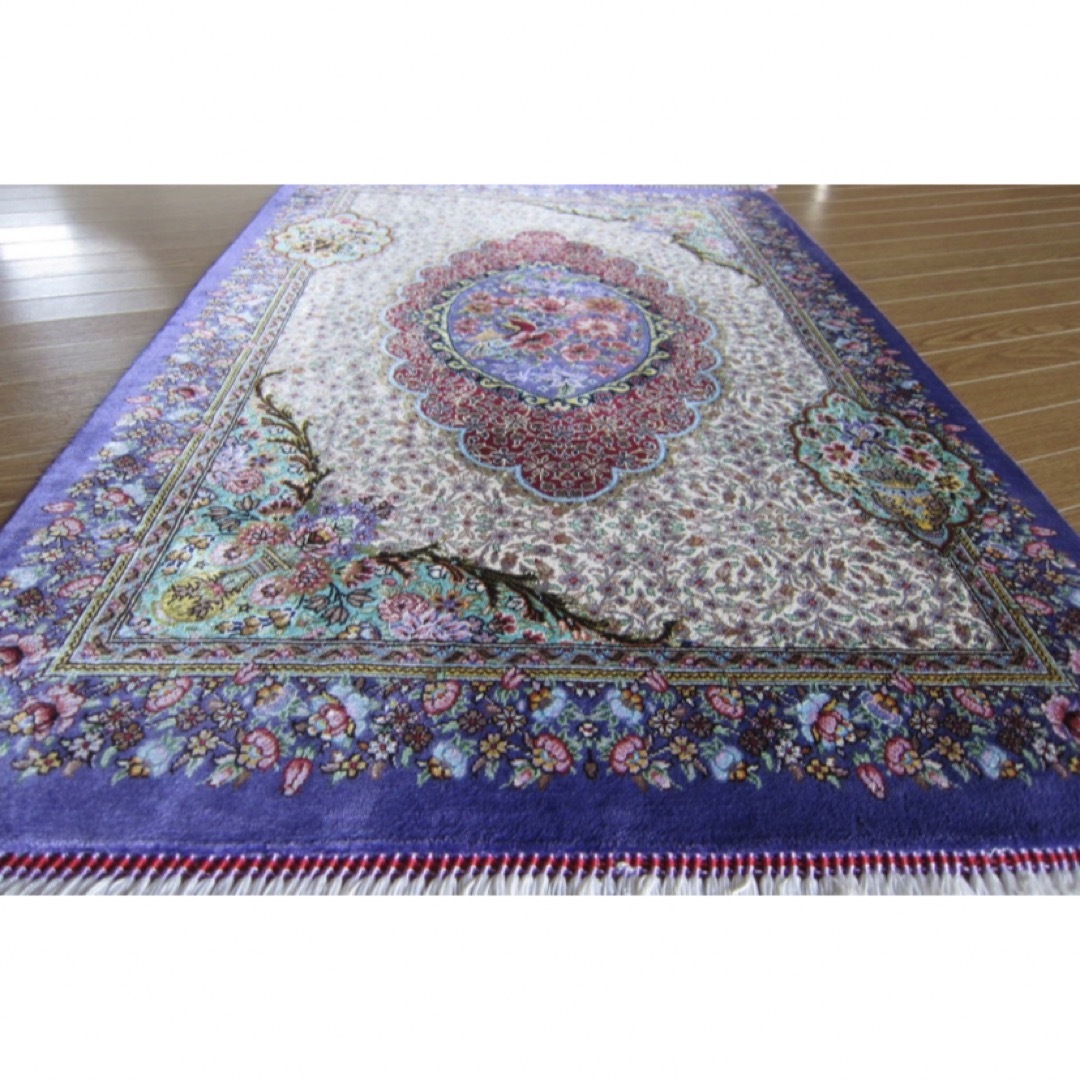 専用Y2811 シルク100% 細密手織り100万ノット ペルシャ絨毯 シルク100