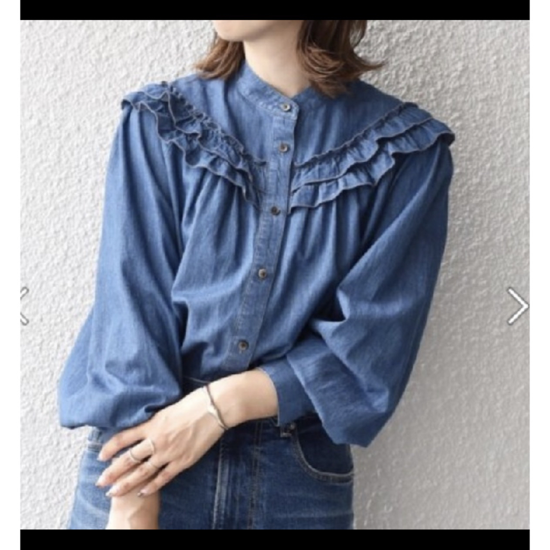 SHIPS - SHIPS デニムフリルブラウス 限定 フリルシャツの通販 by