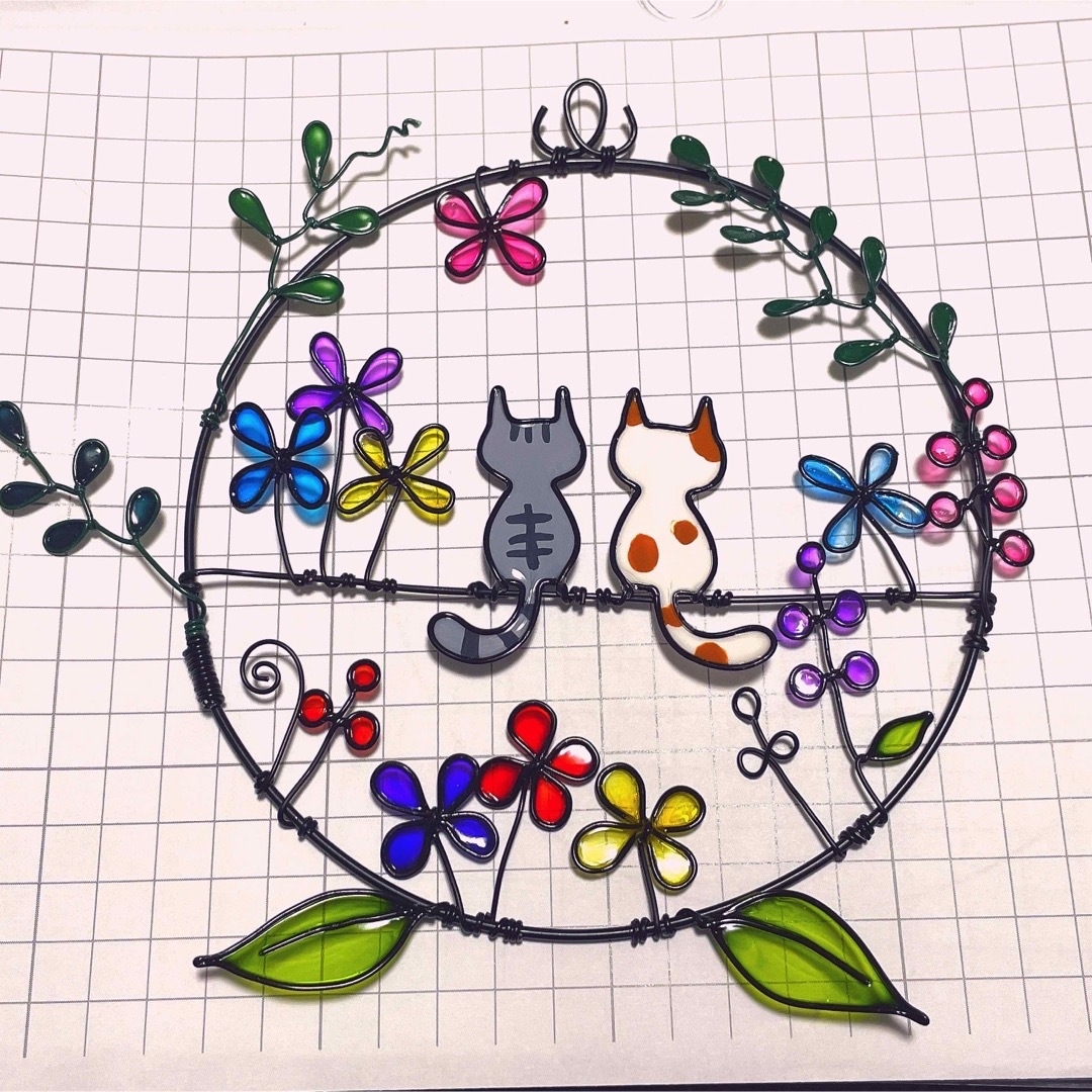 WL NE14 ネコねこ猫】ディップアート ワイヤークラフト ワイヤーアート