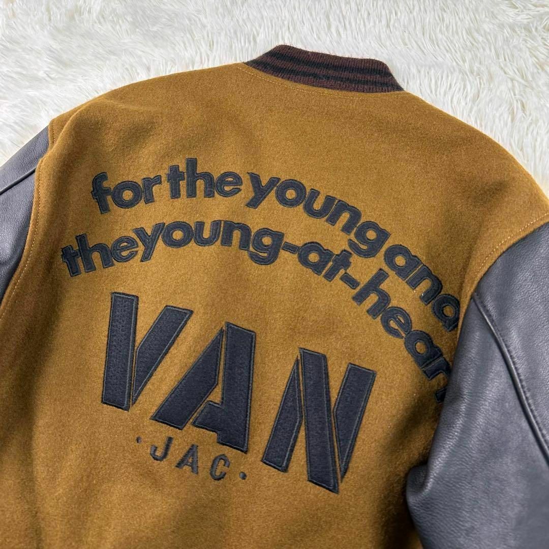 VAN Jacket - 【激レア】VAN JACKET スタジャン 黒×茶 袖レザー Mの