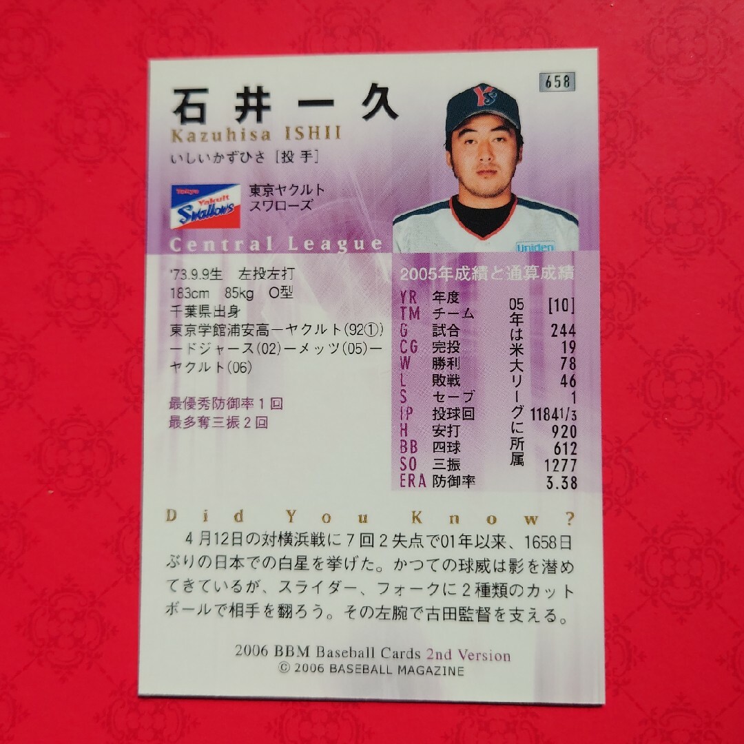 東京ヤクルトスワローズ - プロ野球カード 石井一久投手2006の通販 by