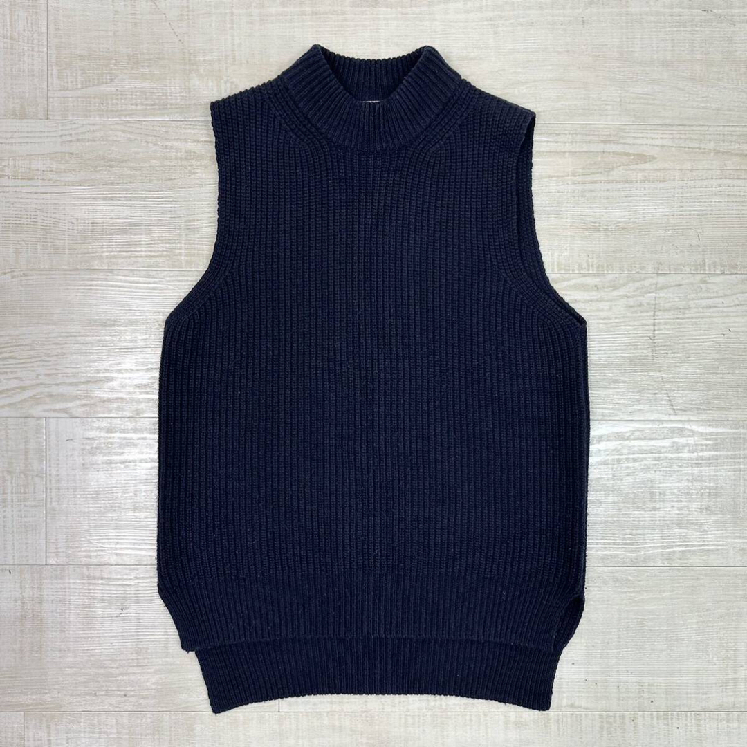 MARNI - 20aw MARNI ウール リブ モックネック ニット ベスト ネイビー