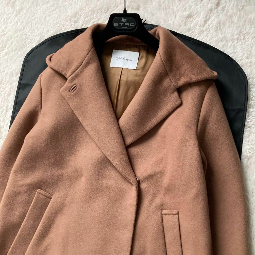 訳あり】Spick & Span ウール100％ フード コート キャメル S Spick