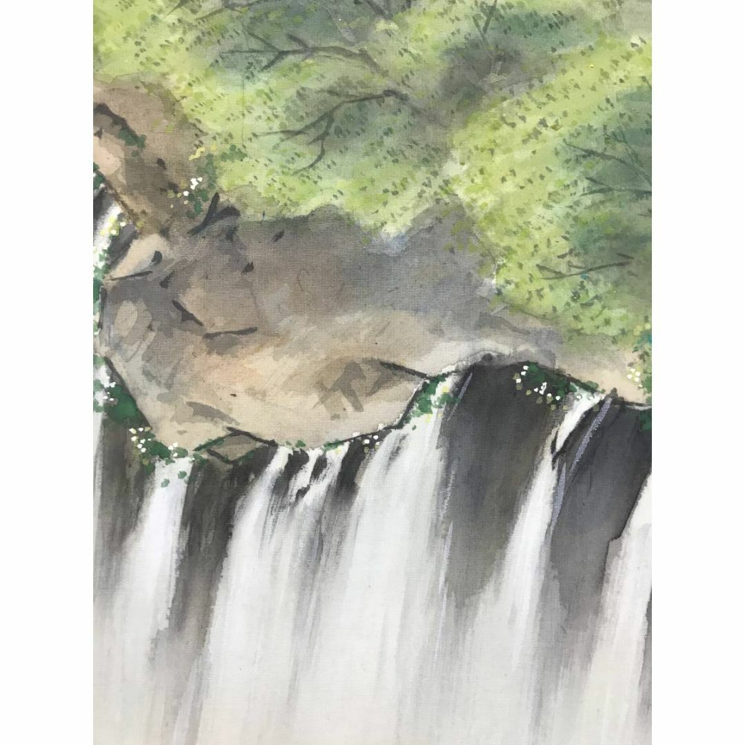 真作/堀江春斎/富士に白糸滝図/富士山図/滝図/山水図/掛軸☆宝船☆AE