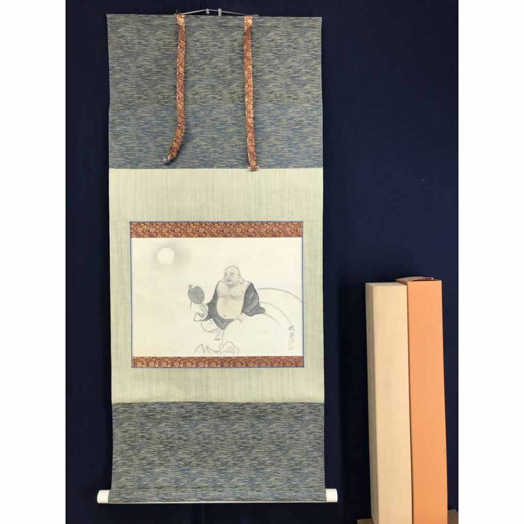 不詳/作者不詳/清渓夜漁図/布袋屋掛軸B-432