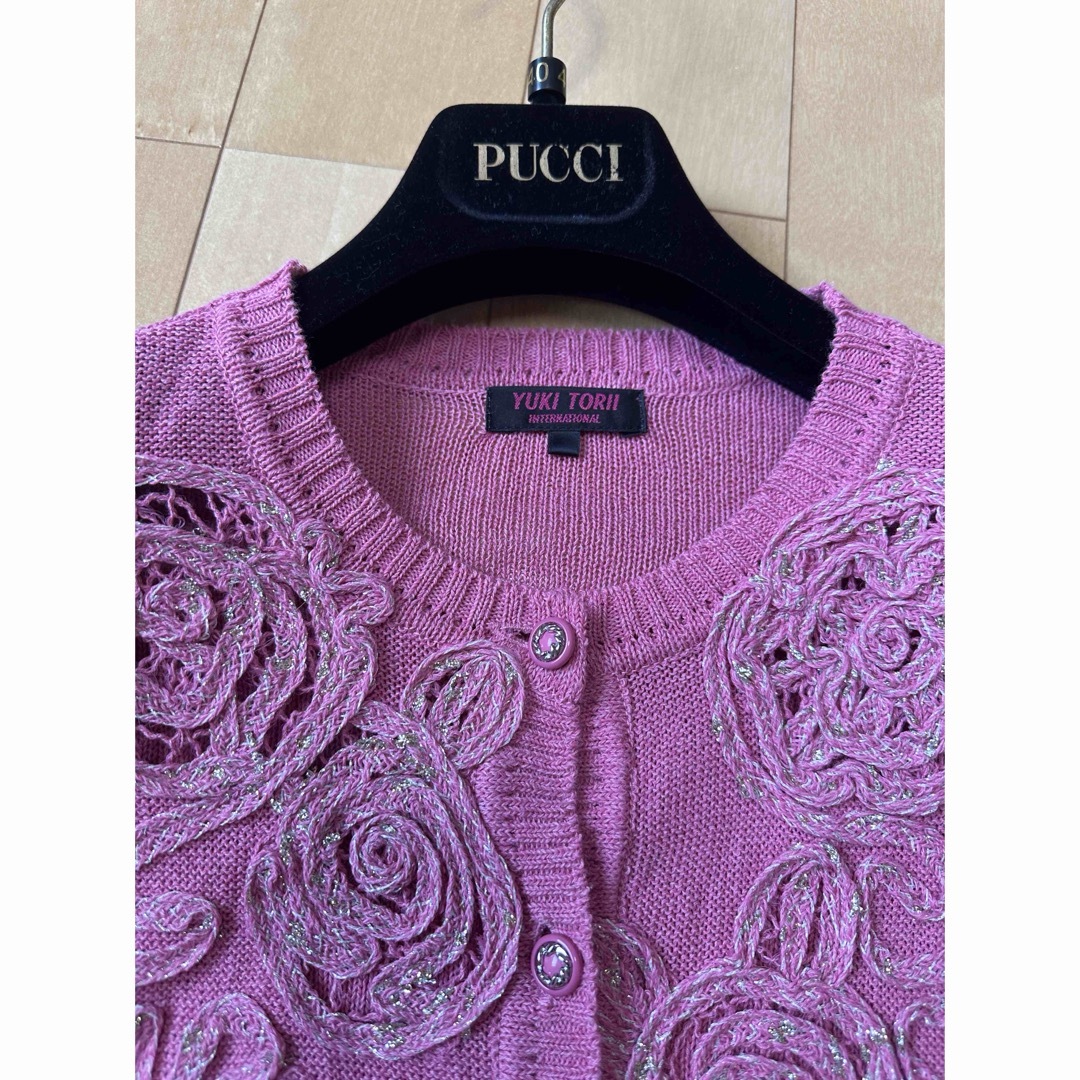 YUKI TORII INTERNATIONAL - ユキトリイ カーディガン レース ピンク色