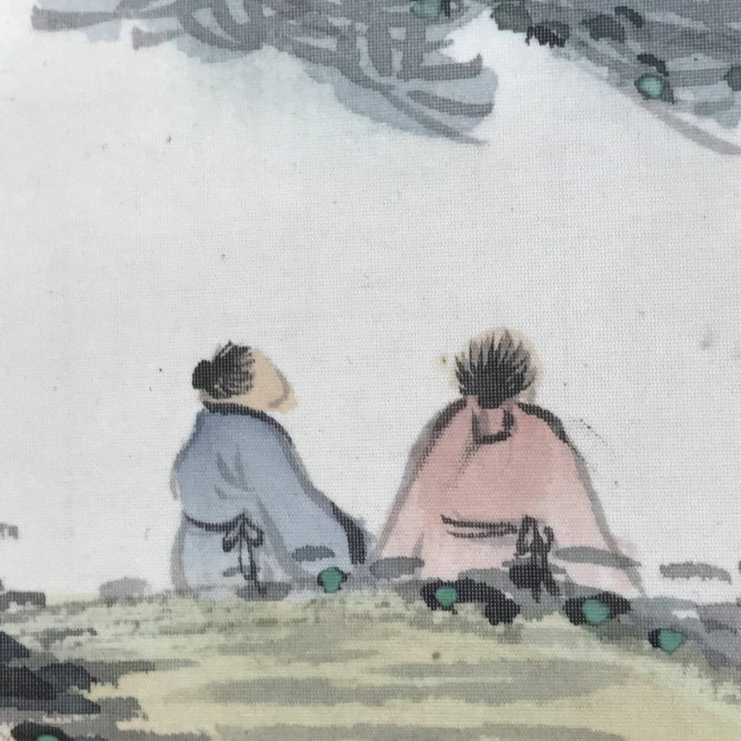 真作】宮崎観峰/春渓山水人物図/山水図/春景山水図/掛軸☆宝船☆AD-614