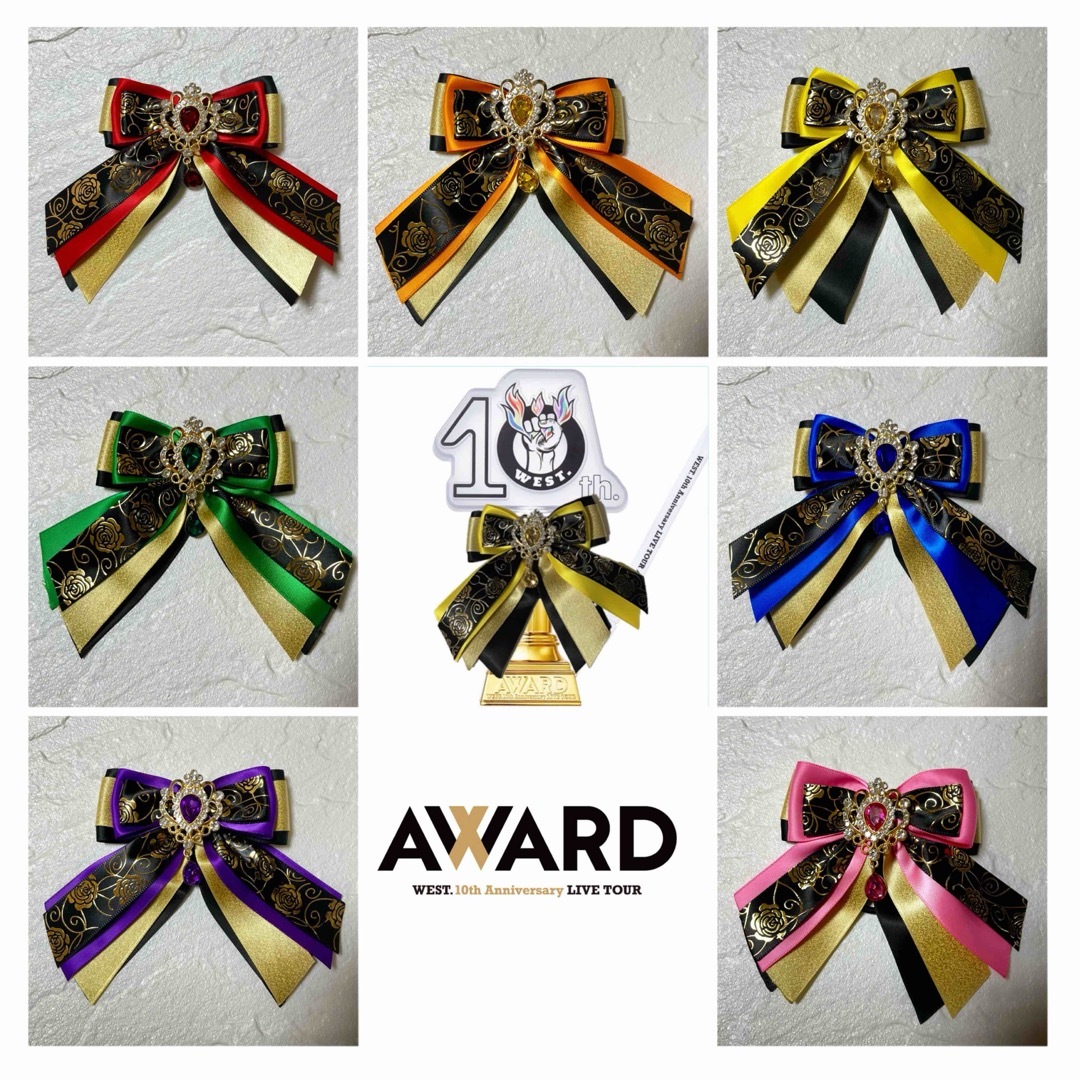 ペンライトリボン キンブレリボン ペンラリボン 黄色 黒 バラの通販 by