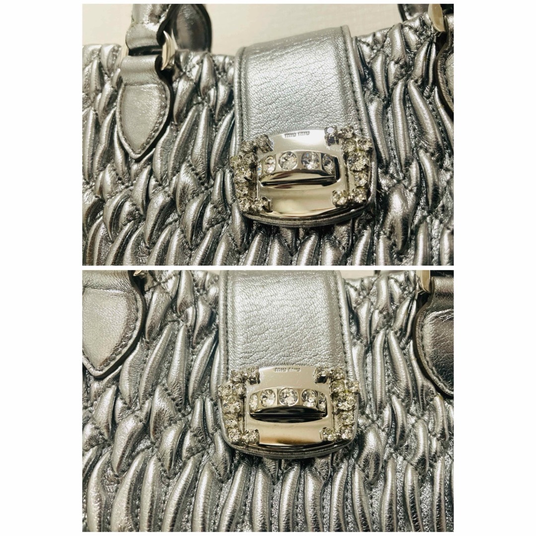 MIU MIU - miumiuシルバークリスタルビジューショルダーハンドバッグ