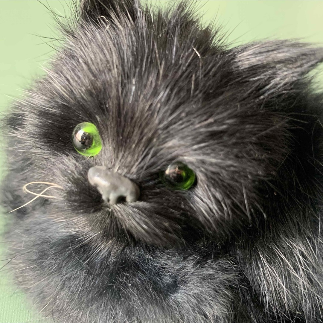 リアルな黒猫ぬいぐるみ ラビットファー アンティーク ビンテージの