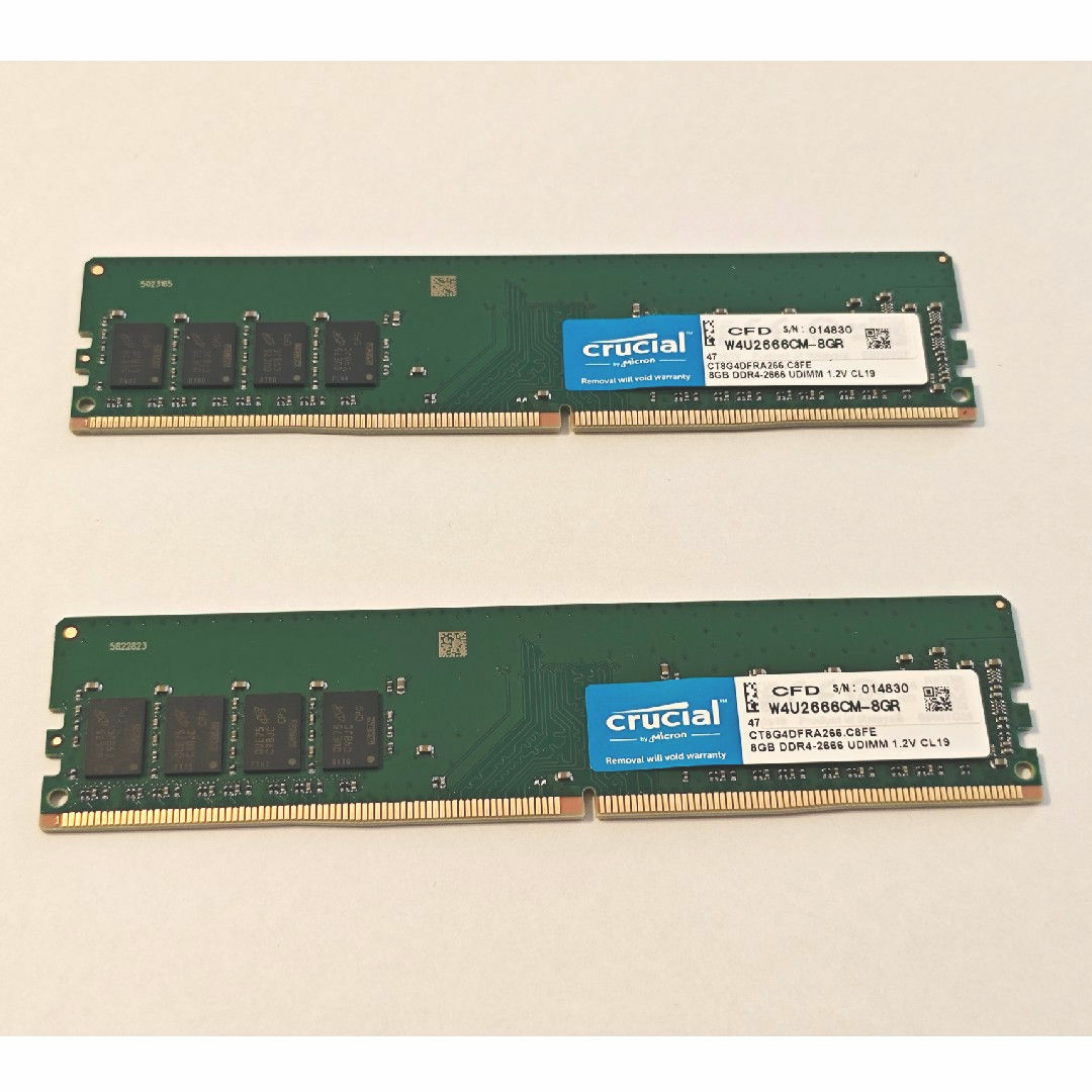 crucial - 【中古】16GB(8GB×2) PC4-21300 デスクトップ用DDR4メモリの