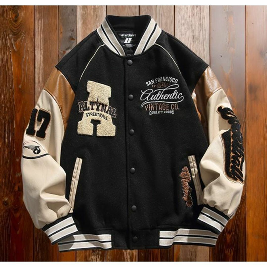 スタジャン ワッペン ロゴ オーバーサイズ 中綿なし ストリート