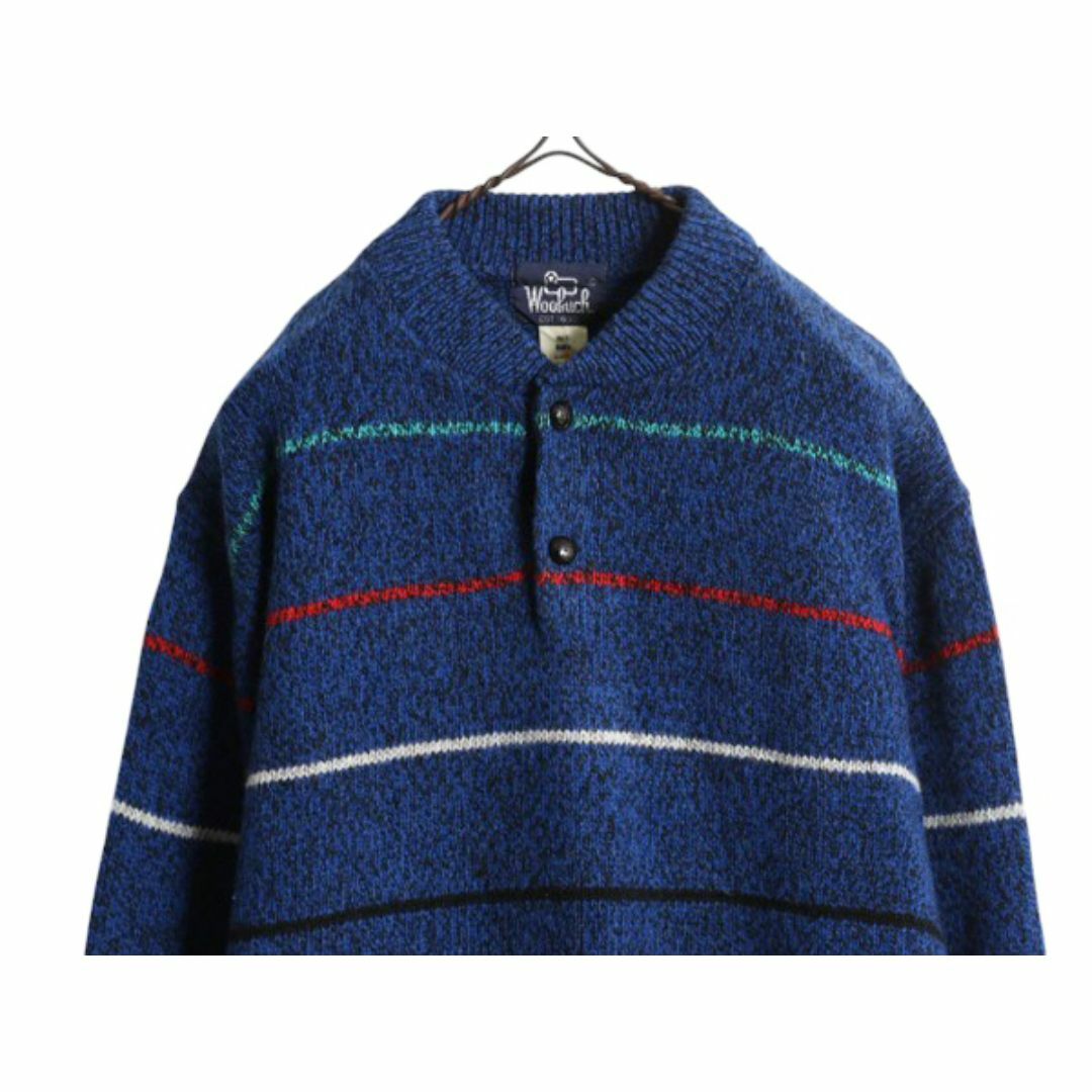 WOOLRICH - 80s ウールリッチ ヘンリーネック ボーダー ニット