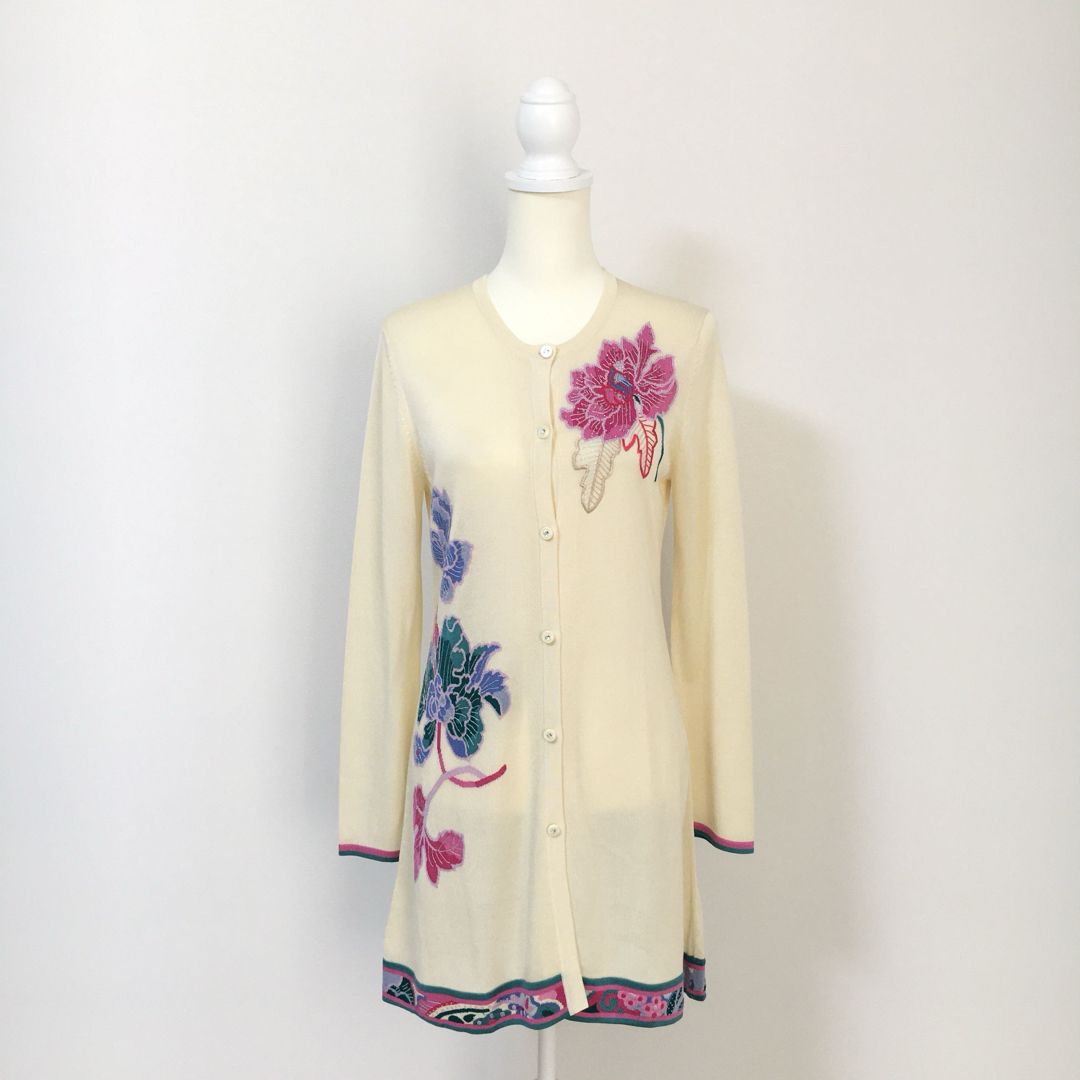 近年美品 LEONARD レオナール カンカン ロング カーディガン 42 【公式