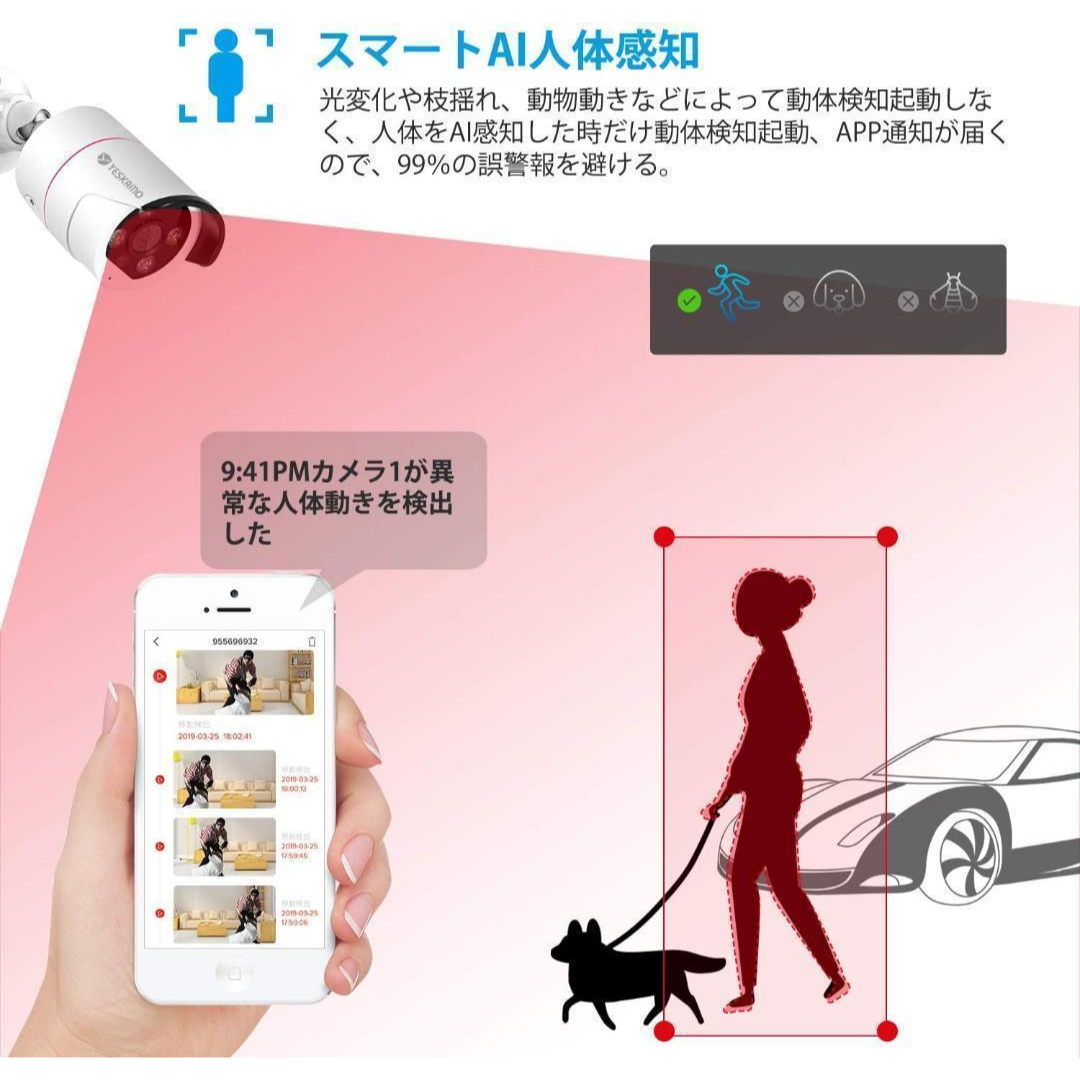 防犯カメラ センサー発光 双方向通話 録音 12インチモニター 防犯