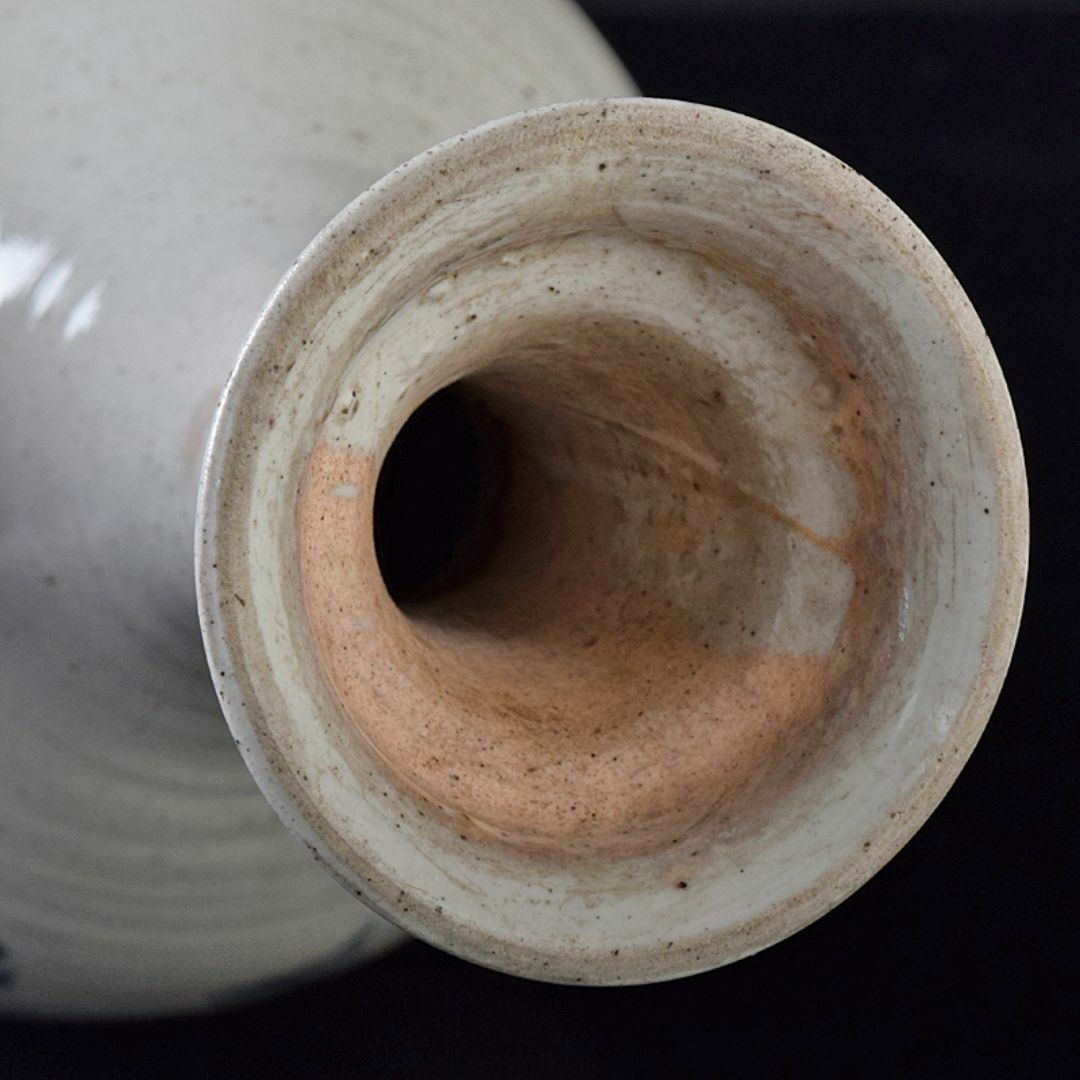 朝鮮美術 李朝 高麗白磁 染付 花文 碗口瓶 C R8418 朝鮮