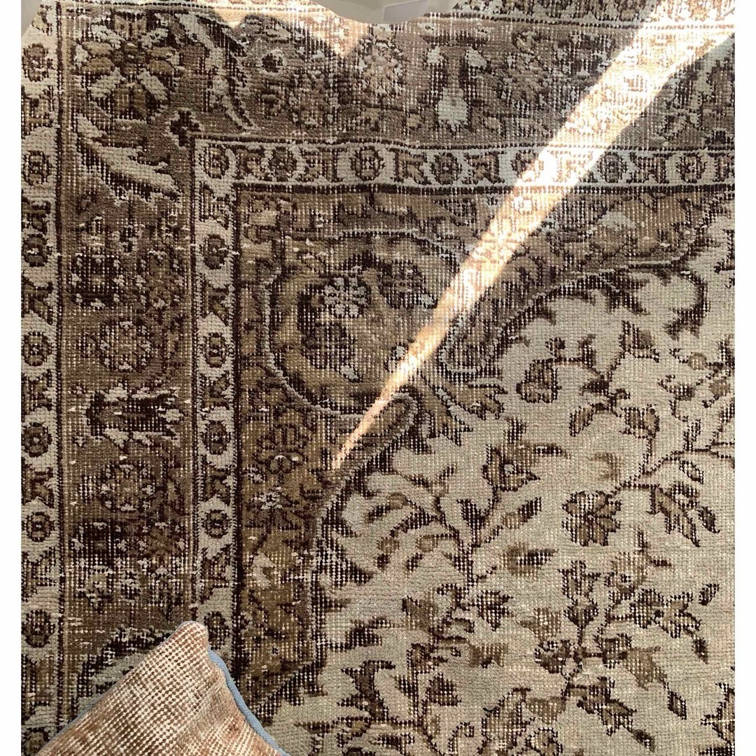 超大判165×286 メダリオン グレージュ ボタニカル トルコヴィンテージ