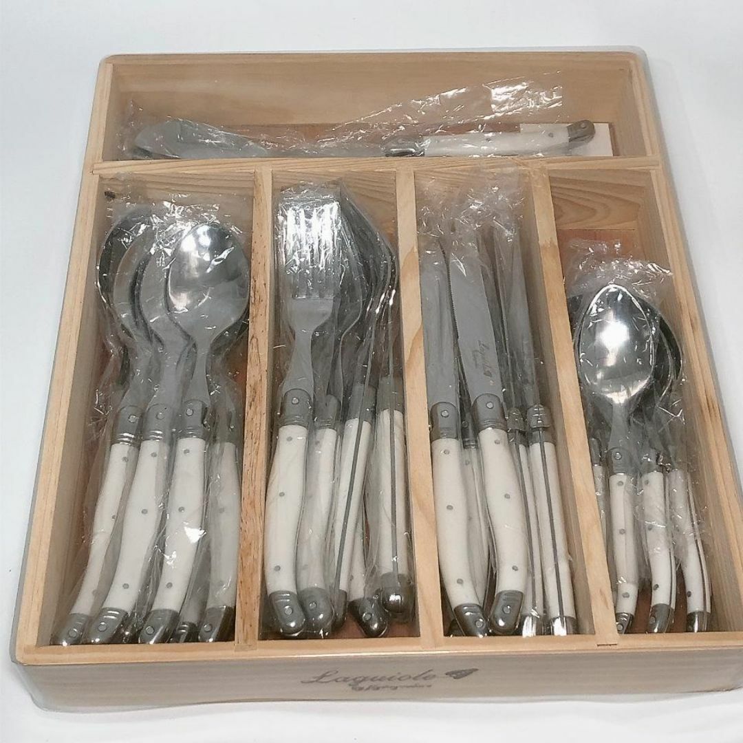 数量限定】LAGUIOLE ラギオール カトラリー 34本セット ホワイト 白