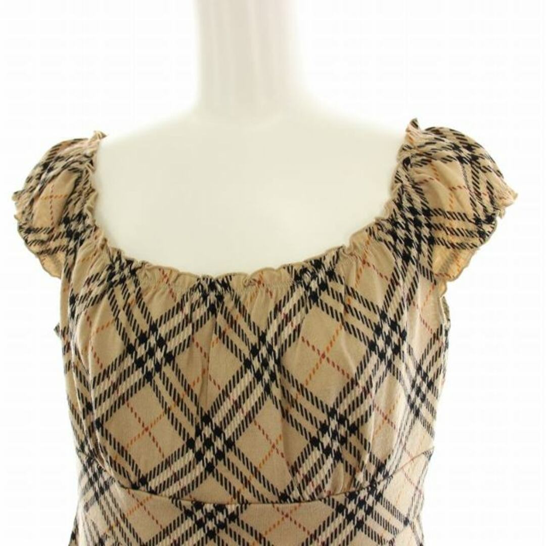 バーバリーブルーレーベル ホワイト チェック柄ストラップ キャミソール