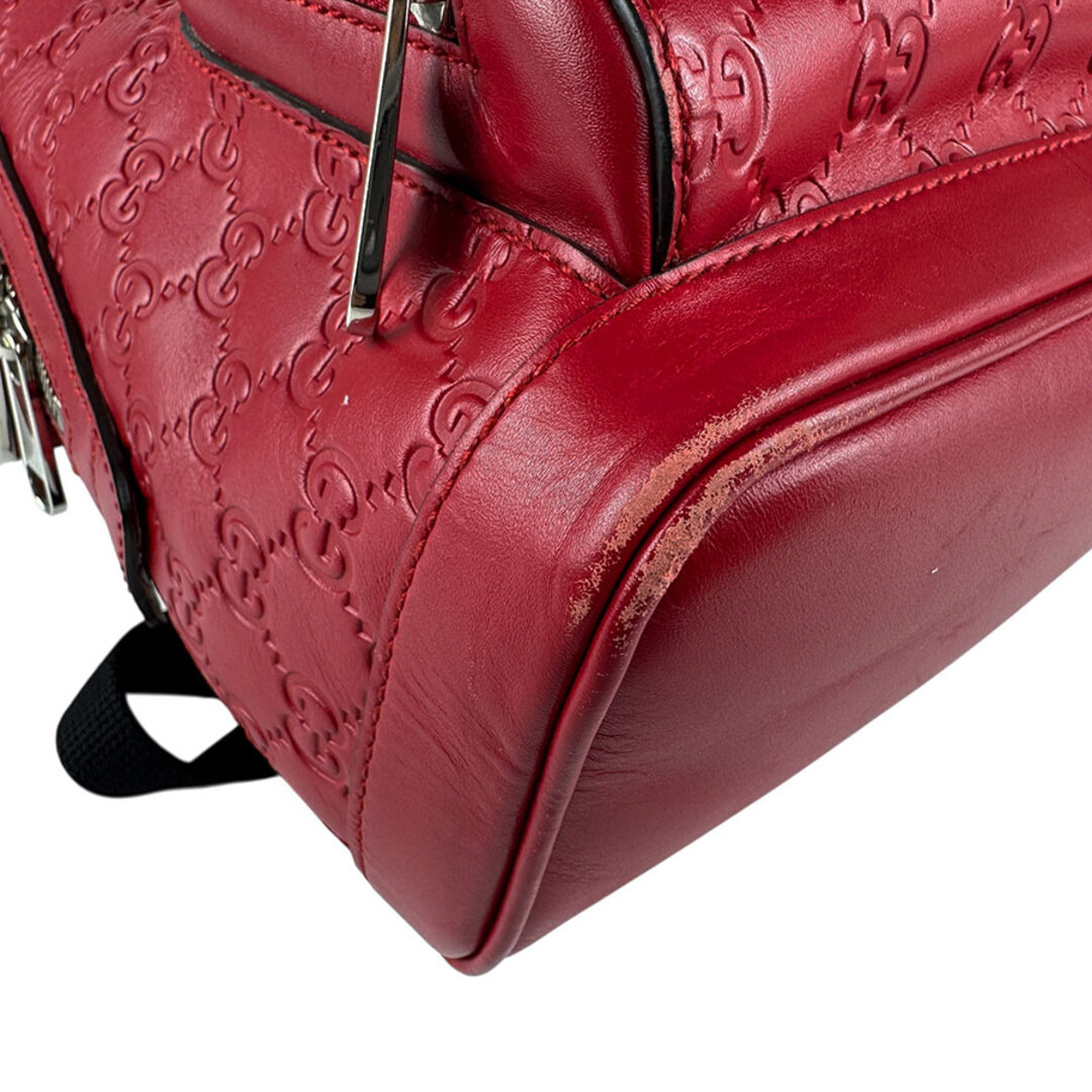 グッチ GUCCI リュック グッチシマ レザー レッド シルバー レディース