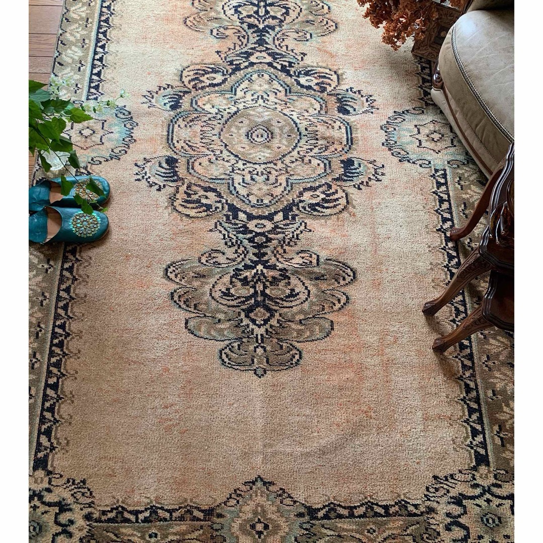 超大判 266×157 shabby chic トルコ ヴィンテージラグ 超大判 266×157