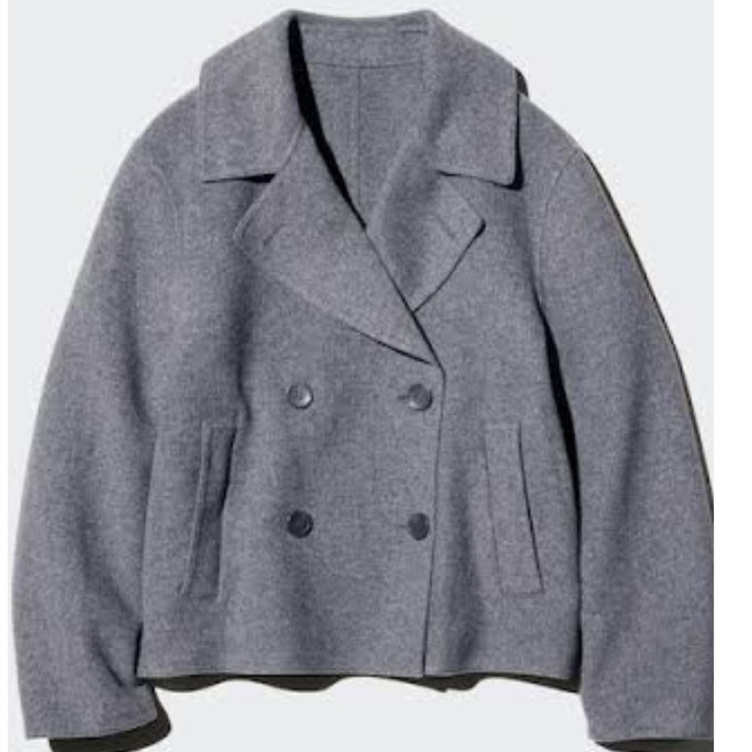 UNIQLO - ダブルフェイス ショートコート リラックスフィット 06 Gray