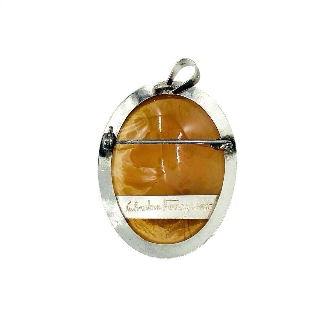 フェラガモ シェル カメオ ブローチ アンティーク ビンテージ トップ