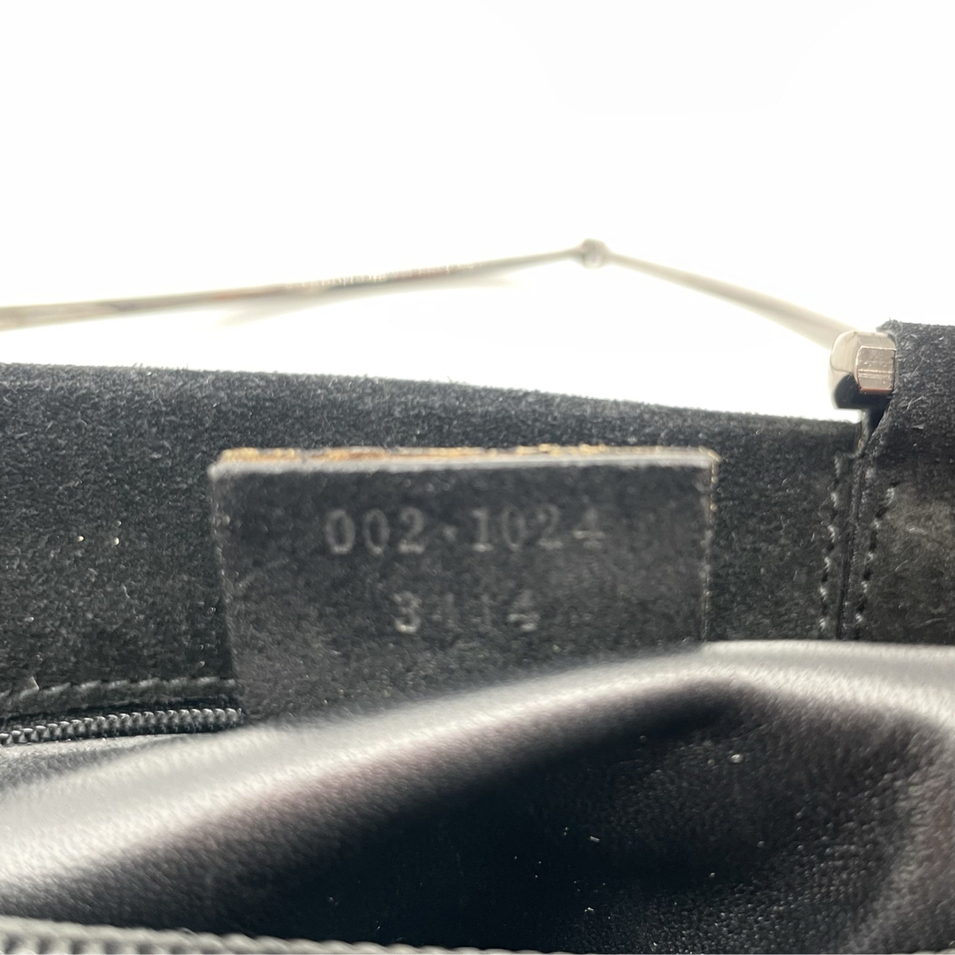 GUCCI ハンドバッグ メタルハンドル スエード レザー ブラック