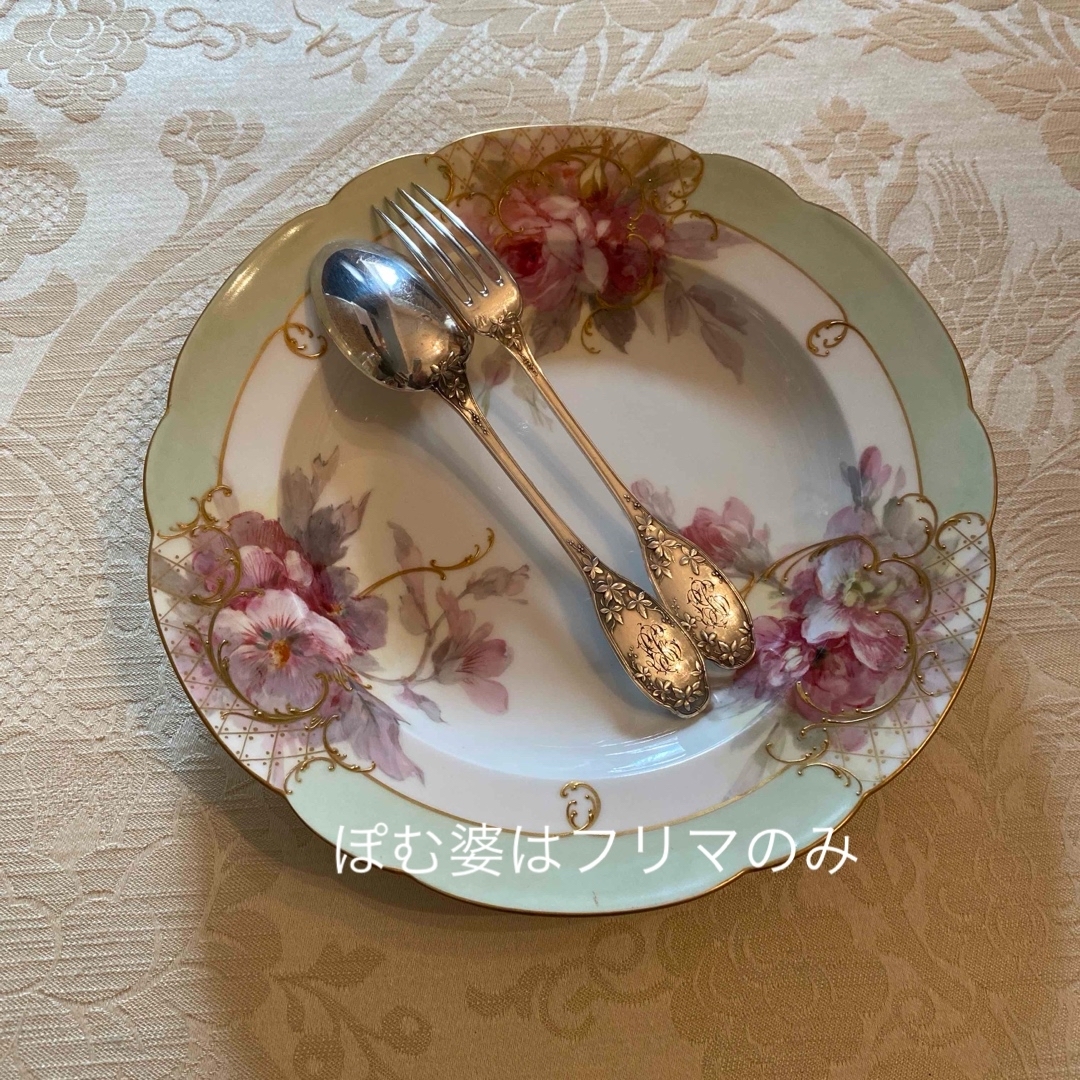 フランス／E.Lefebvre】純銀／デザートフォーク＆デザートスプーンの