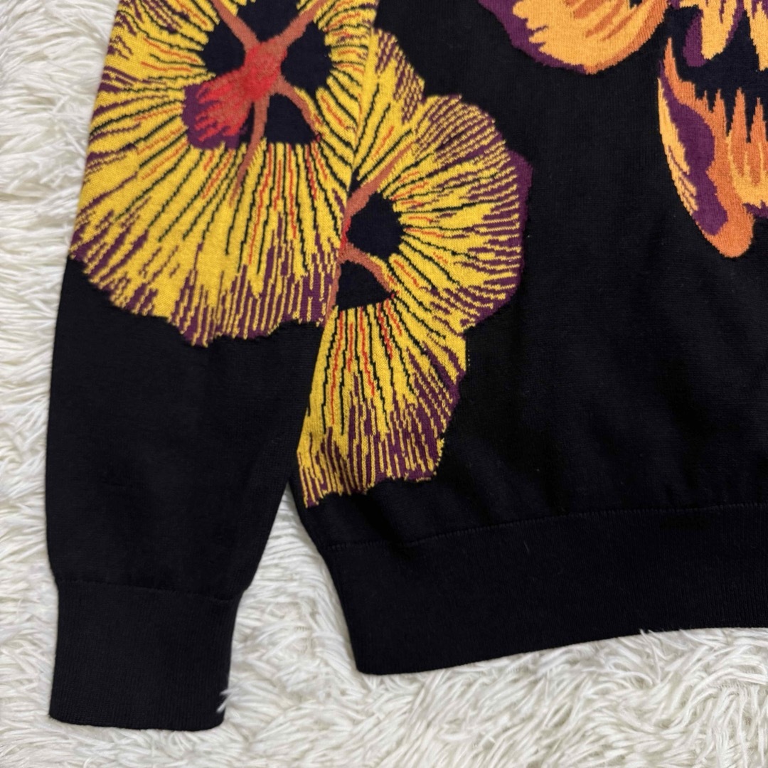 美品】ポールスミス クルーネック ニット セーター ブラック 鯉 花柄 S